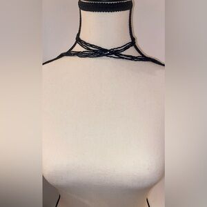 2 for 30$ Women‎ Vintage shiny black strings super long Necklace  Y2K